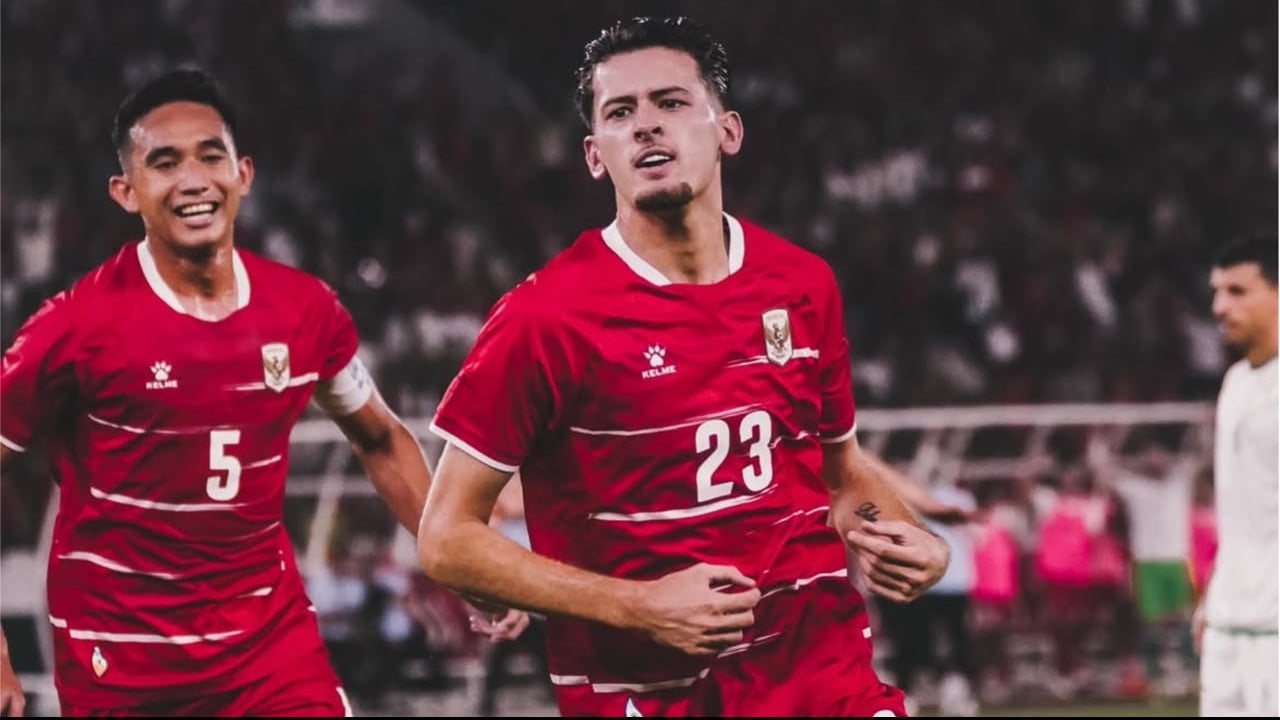Justin Hubner cetak gol di laga Timnas Indonesia vs Oman