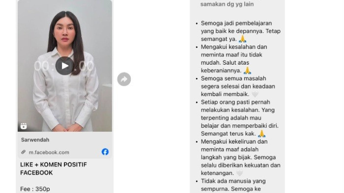 Potret Sarwendah diduga sewa buzzer untuk mendapatkan komentar baik di video permintaan maaf ucapan kasarnya yang viral