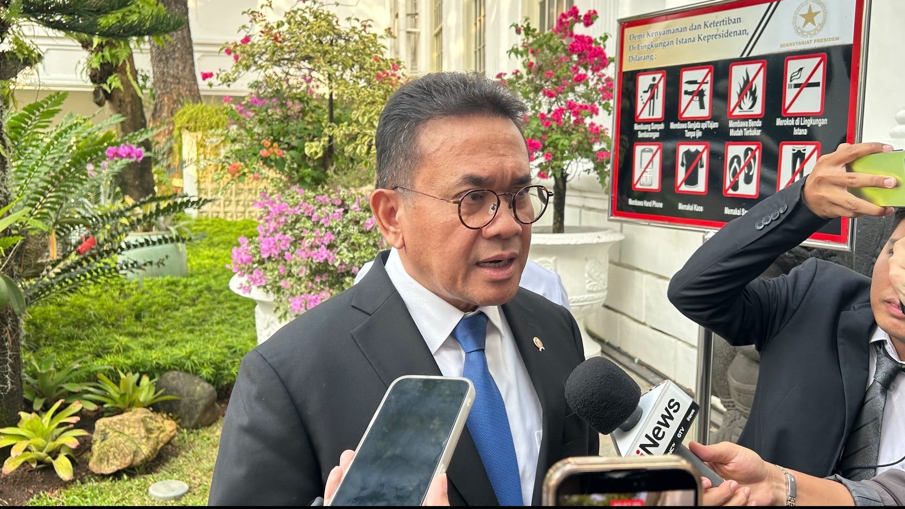 Menteri Perdagangan Budi Santoso di Kompleks Istana Kepresidenan, Jakarta Pusat.
