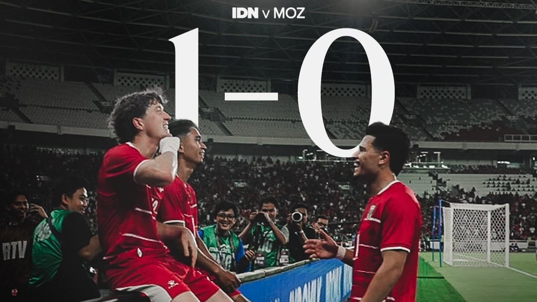 Skor akhir Timnas Indonesia vs Mozambik di FIFA Matchday, Selasa (9/6/2026) di SUGBK, Senayan, Jakarta.