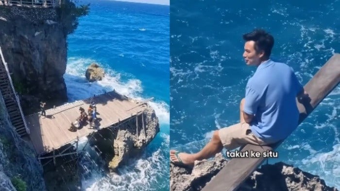Baim Wong bersama rombongan syuting film di kawasan wisata Tebing Apparalang, Bulukumba, Sulsel