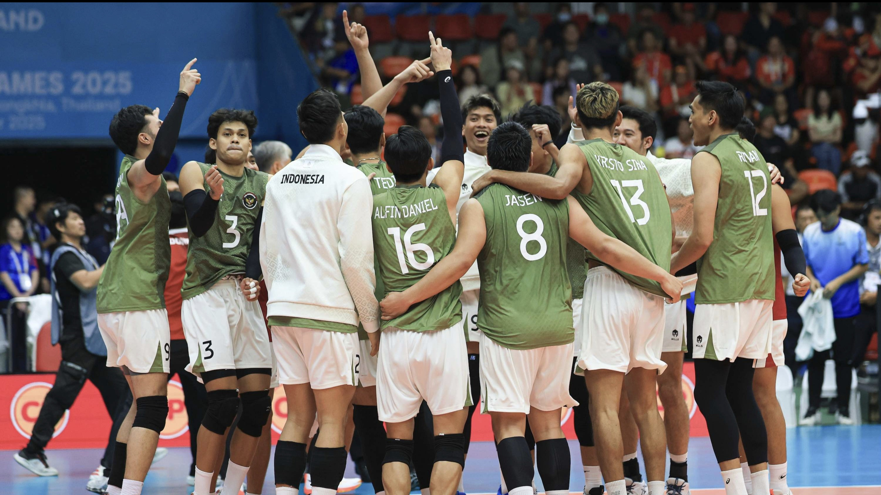 Timnas Voli Indonesia saat melakukan selebrasi di SEA Games 2025