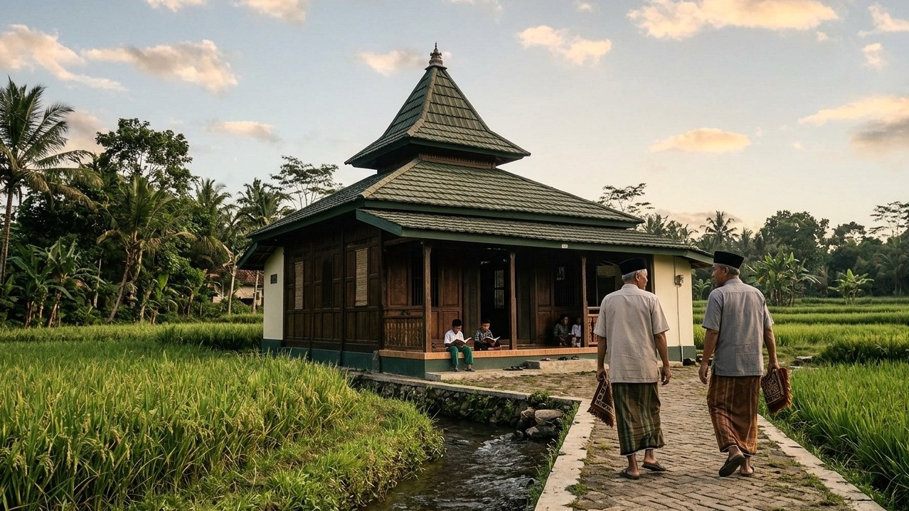 Ilustrasi tajug, masjid dengan perpaduan budaya sunda dan Islam ala Dedi Mulyadi