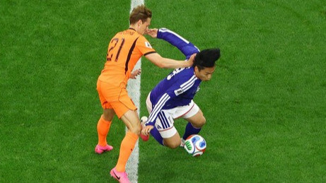 Timnas Belanda vs Jepang (biru) di Piala Dunia 2026.