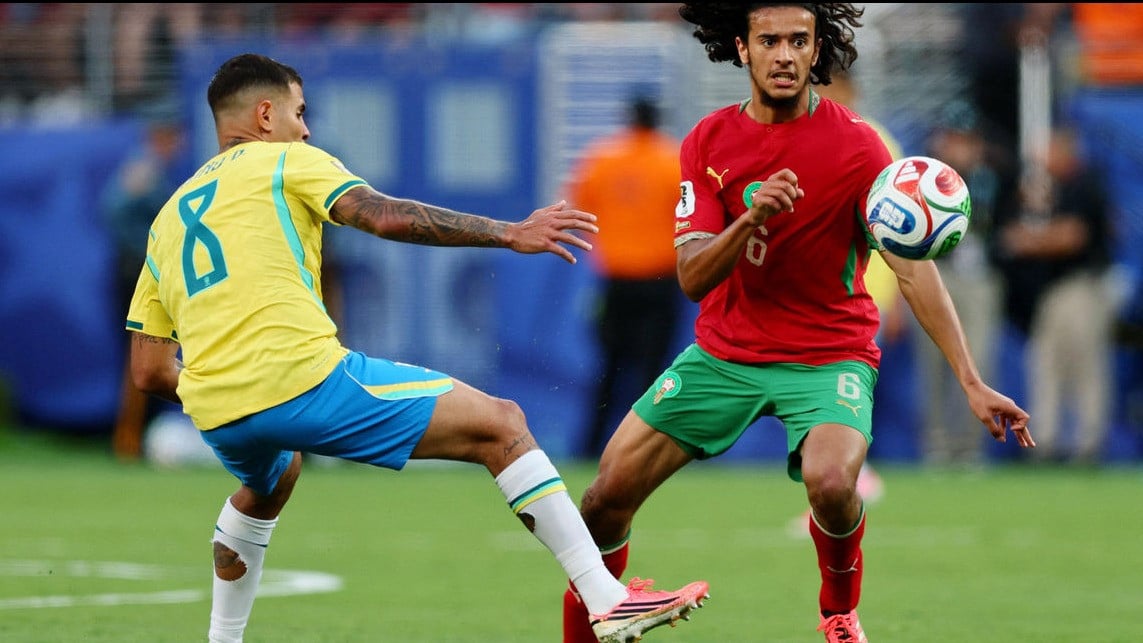 Pemain Timnas Maroko, Ayyoub Bouaddi (kanan)