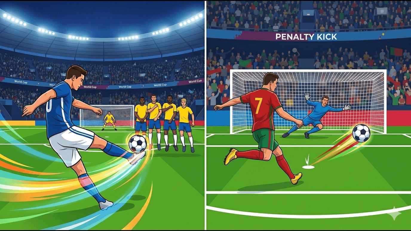 Ilustrasi tendangan bebas dan penalti