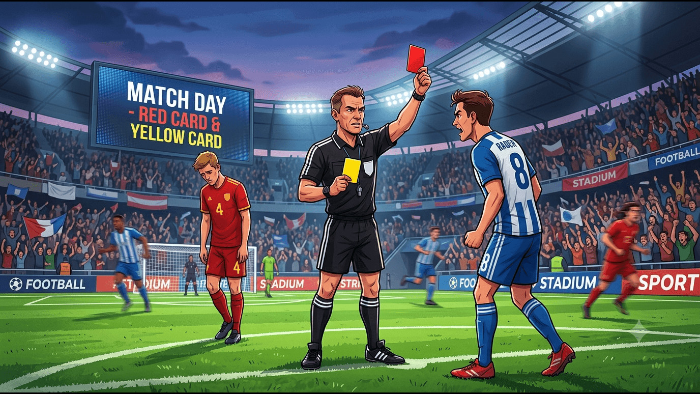 Ilustrasi wasit memberi kartu merah dalam laga sepak bola