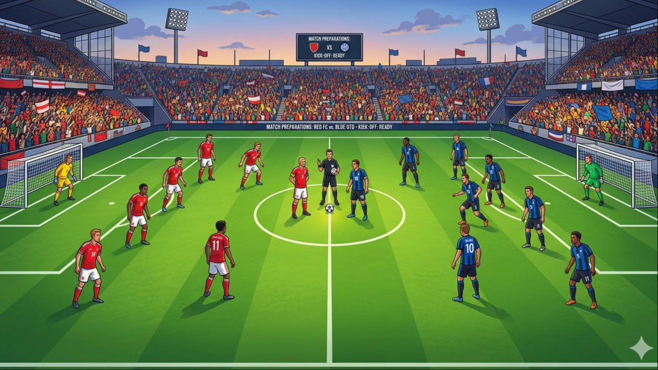 Ilustrasi pertandingan sepak bola