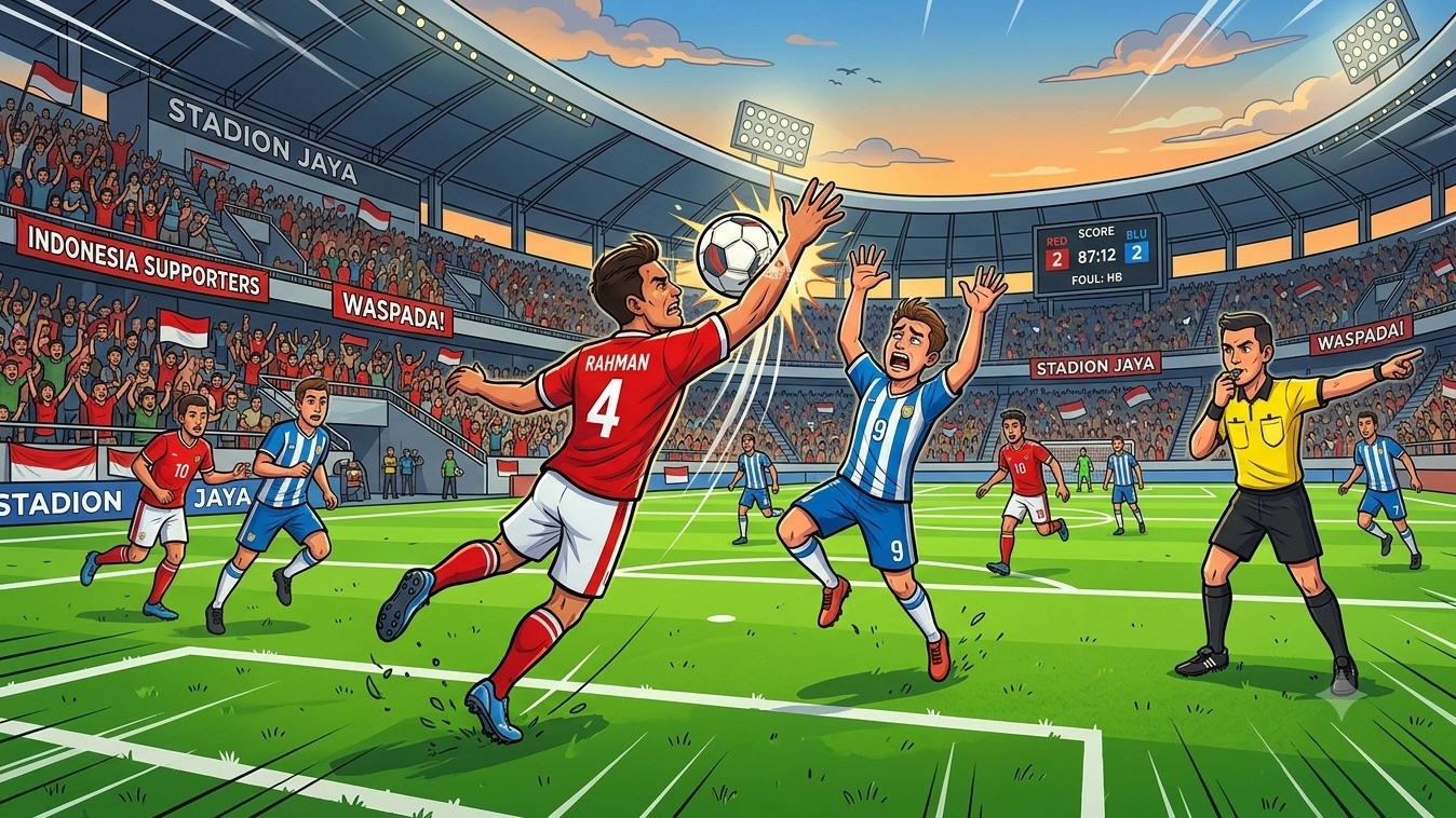 Ilustrasi handball dalam sepak bola