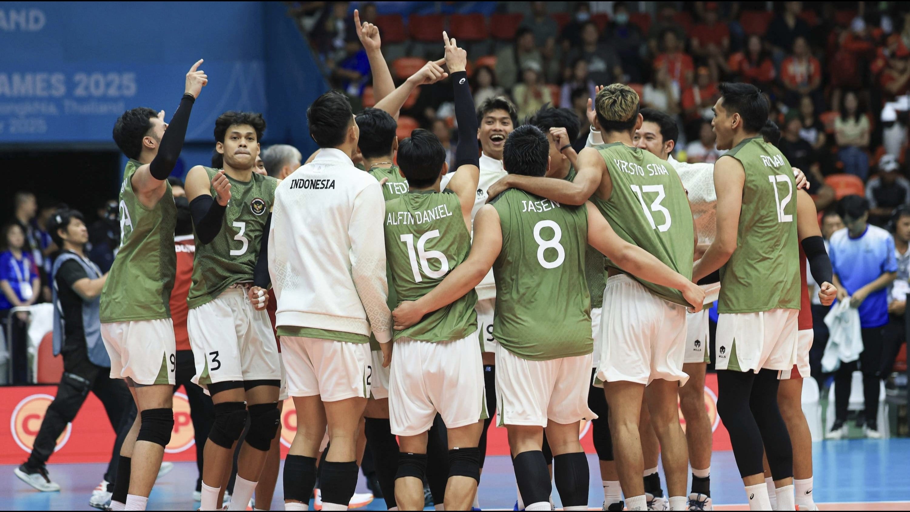 Timnas Voli Indonesia saat melakukan selebrasi di SEA Games 2025