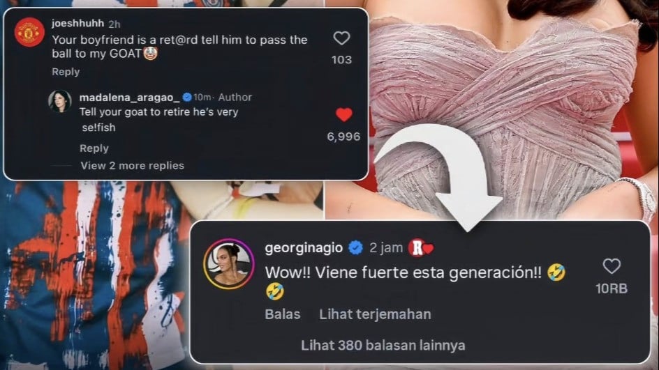 Perang komentar pacar Joao Neves Madalena Aragao vs Istri Cristiano Ronaldo Georgina Rodriguez