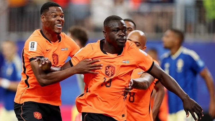 Selebrasi Pemain Belanda saat Mengalahkan Swedia di Piala Dunia 2026