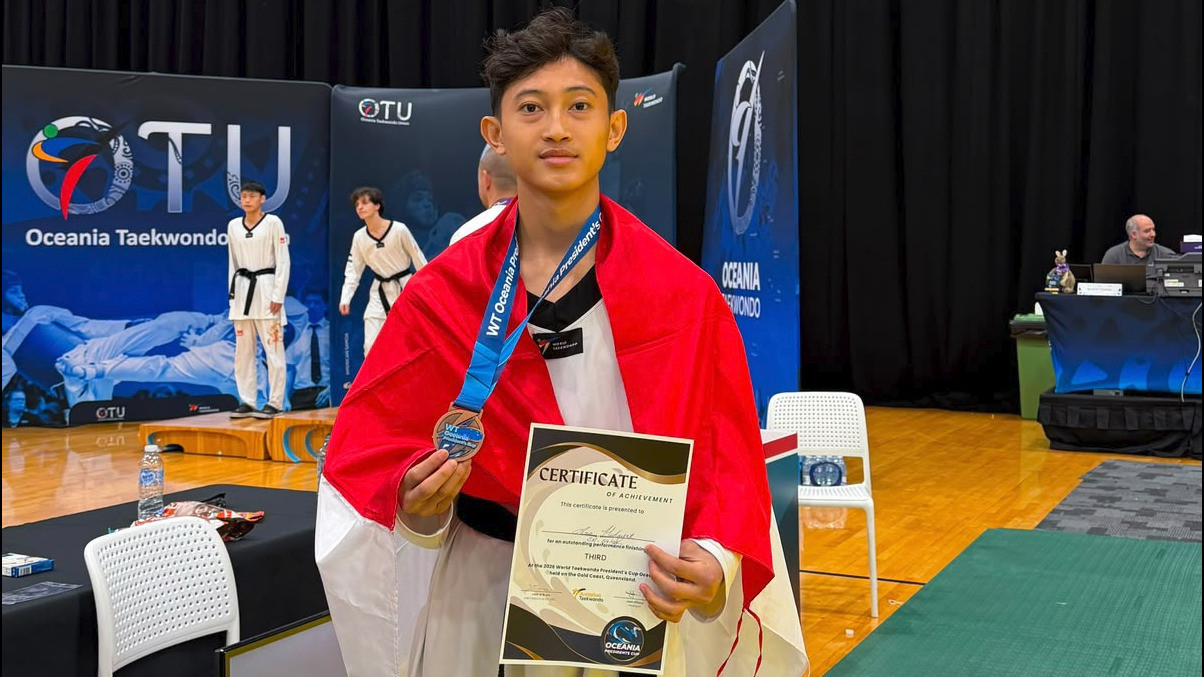 Atlet Taekwondo Indonesia, Aziz Hidayat raih medali di Australia.