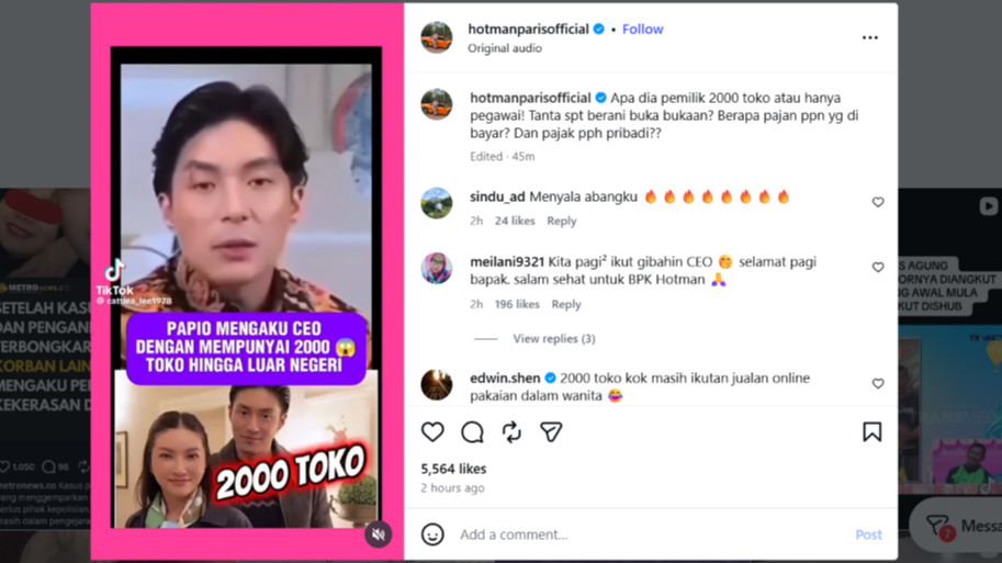 Hotman Paris Tantang Giorgio Antonio Pacar Sarwendah Tunjukkan Deposito Rp500 Miliar, Buntut Pernyataan 2.000 Toko
            - galeri foto
