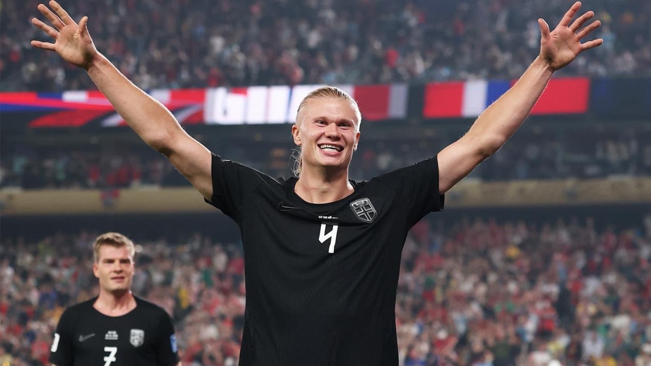 Pemain Timnas Norwegia, Erling Haaland, usai tumbangkan Senegal di Piala Dunia 2026