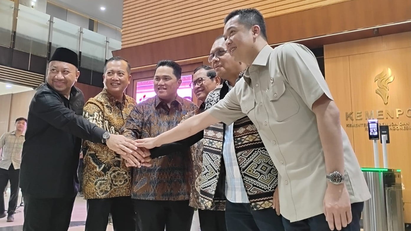 Menteri Pemuda dan Olahraga Republik Indonesia, Erick Thohir bertemu Gubernur DKI Jakarta, Pramono Anung, Gubernur NTT, Emanuel Melkiades Laka Lena serta Gubernur NTB, Dr. H. Lalu Muhamad Iqbal, M.Hub.Int.