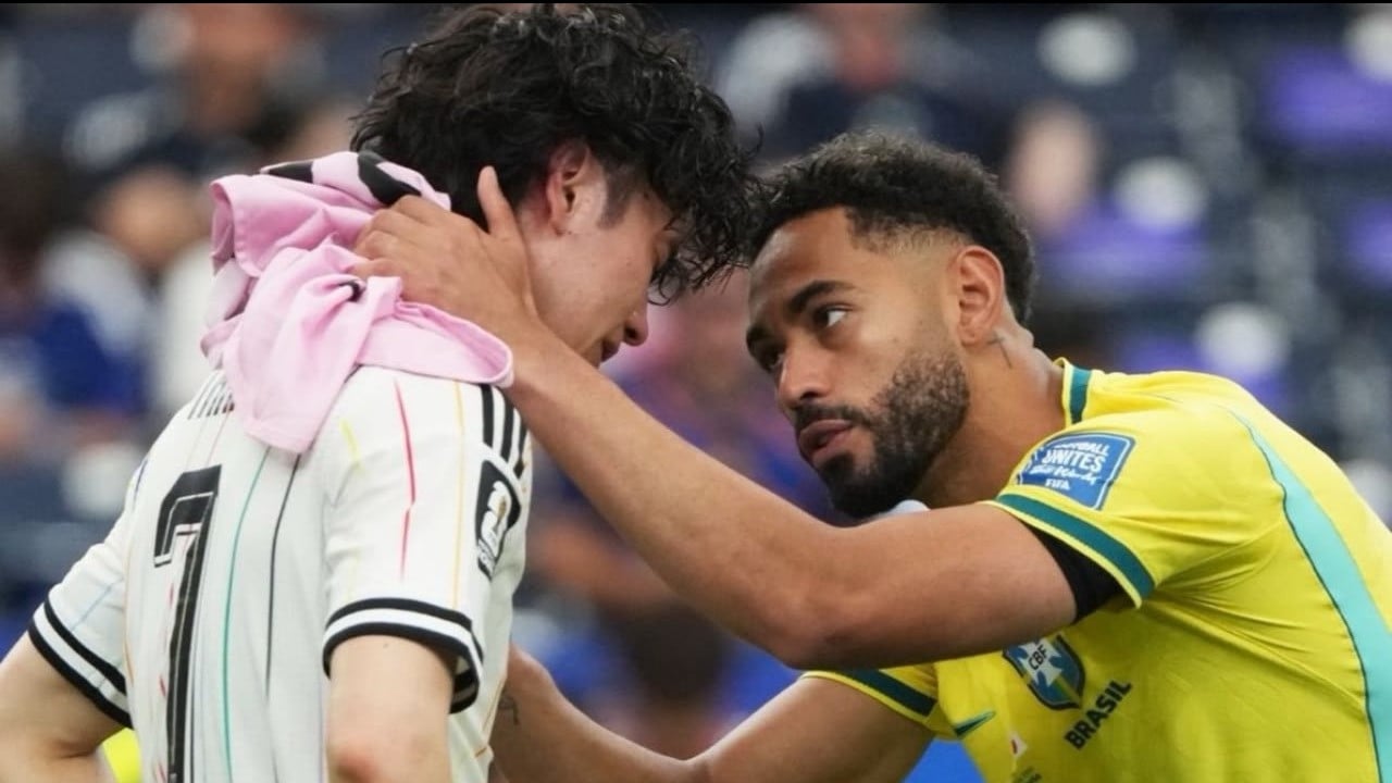 Pemain Brasil Matheus Cunha dan Pemain Jepang, Ao Tanaka
