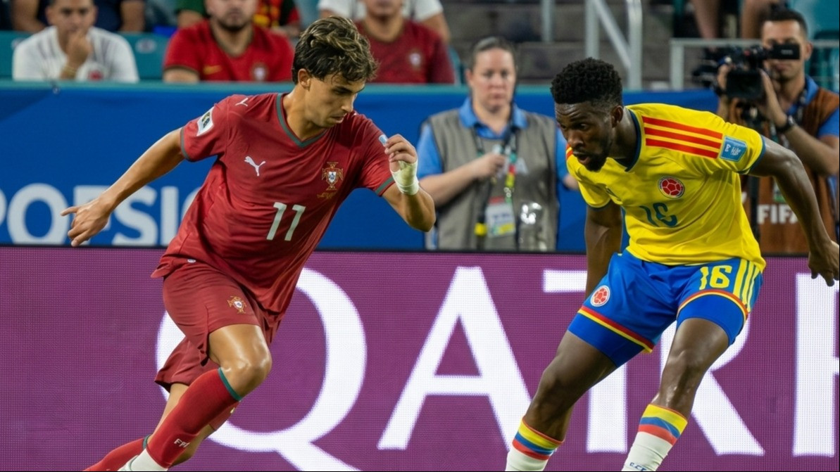 Joao Felix (kiri) dalam laga Kolombia vs Portugal di Piala Dunia 2026