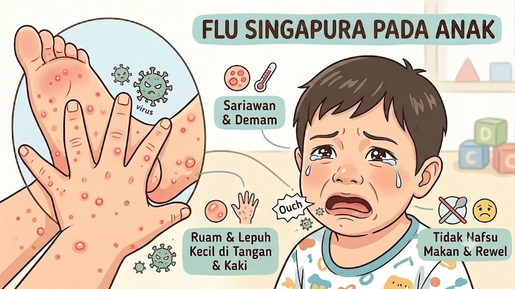 Ilustrasi Flu Singapura pada Anak yang Merebak di Indonesia