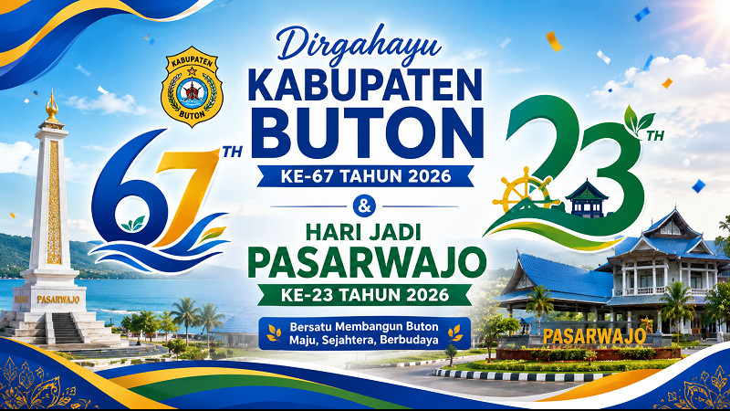 Ilustrasi HUT Kabupaten Buton ke-67 dan Hari Jadi Pasarwajo ke-23