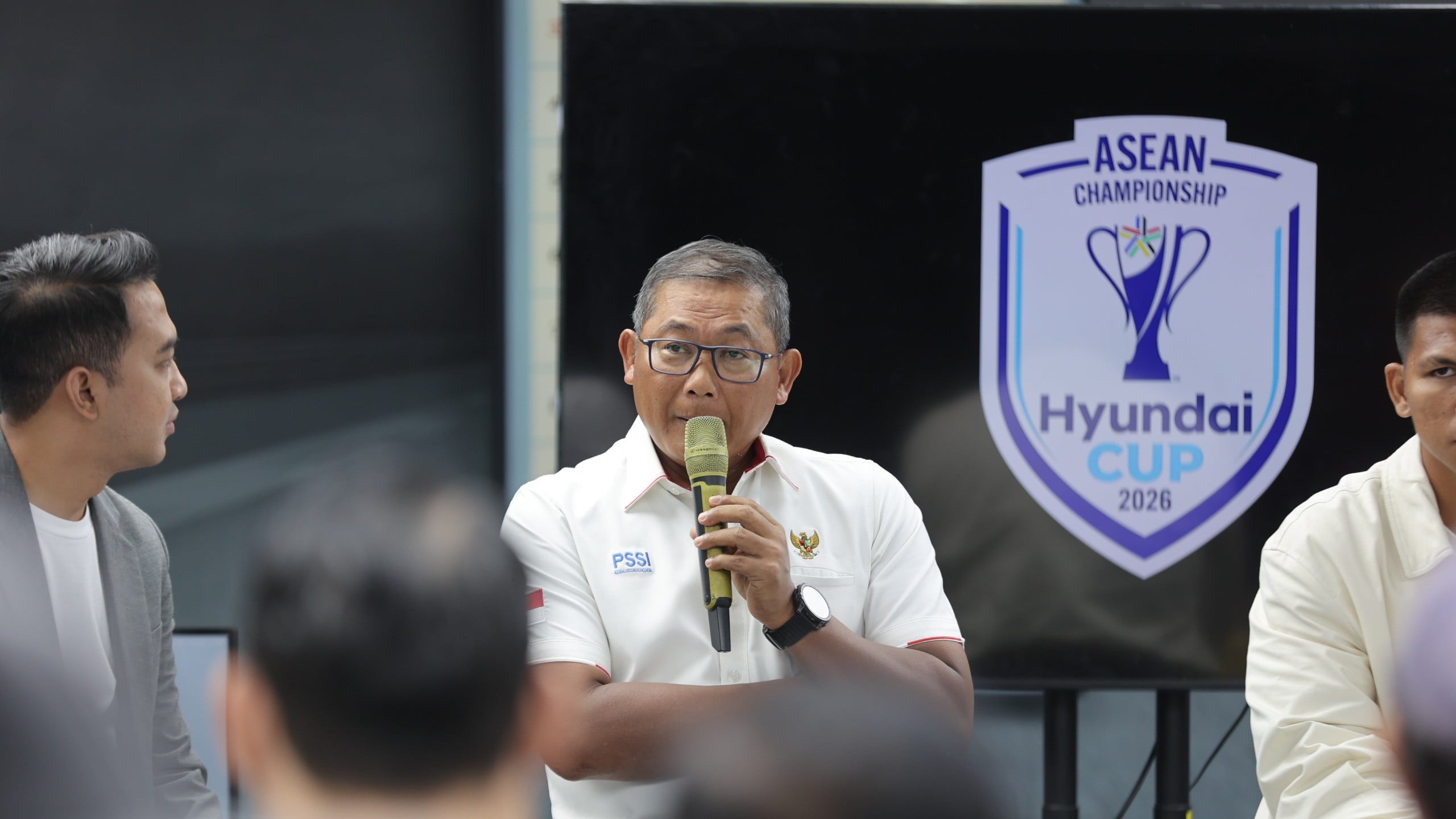Ketua Badan Tim Nasional Indonesia, Sumardji di Acara Waterbreak PSSI Pers