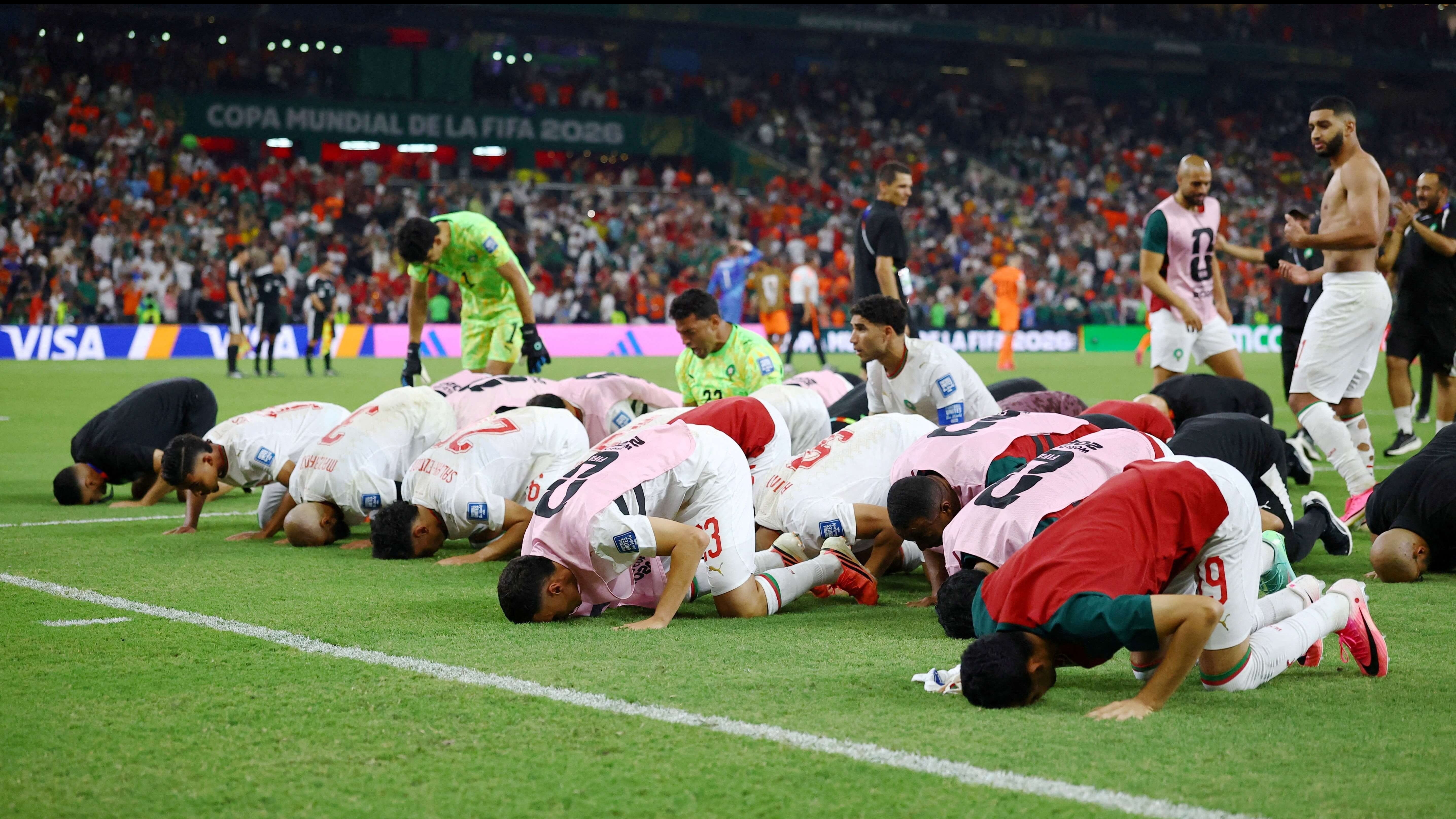 Timnas Maroko usai mengalahkan Belanda di babak 32 besar di Piala Dunia 2026