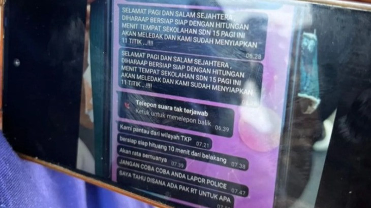 Isi Pesan Teror Bom yang Dikirim ke Guru Kelas 1 dan Staf TU SDN Srengseng Sawah 15 Pagi
