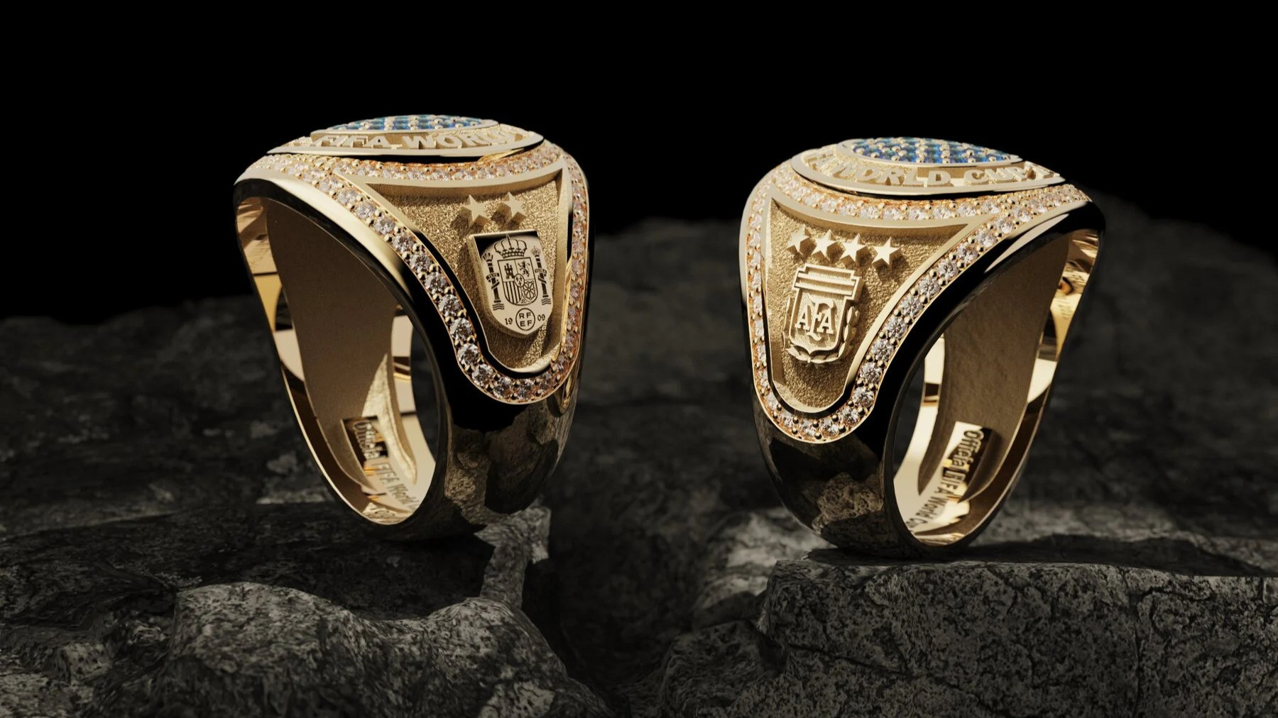 Championship rings yang akan dirilis FIFA dengan logo Federasi Sepak Bola Spanyol dan Argentina