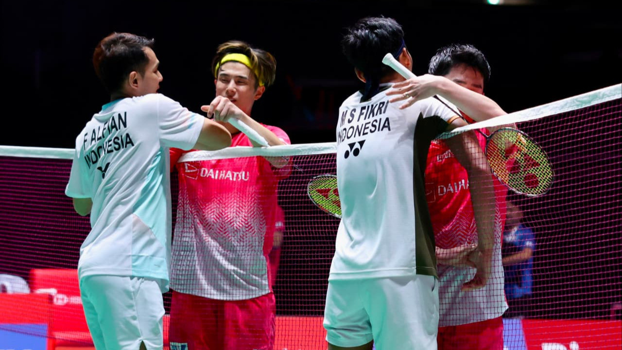Fajar/Fikri vs Hoki/Kobayashi di semifinal Japan Open 2026.