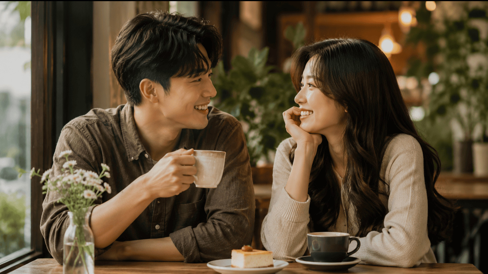 Ilustrasi pasangan di cafe