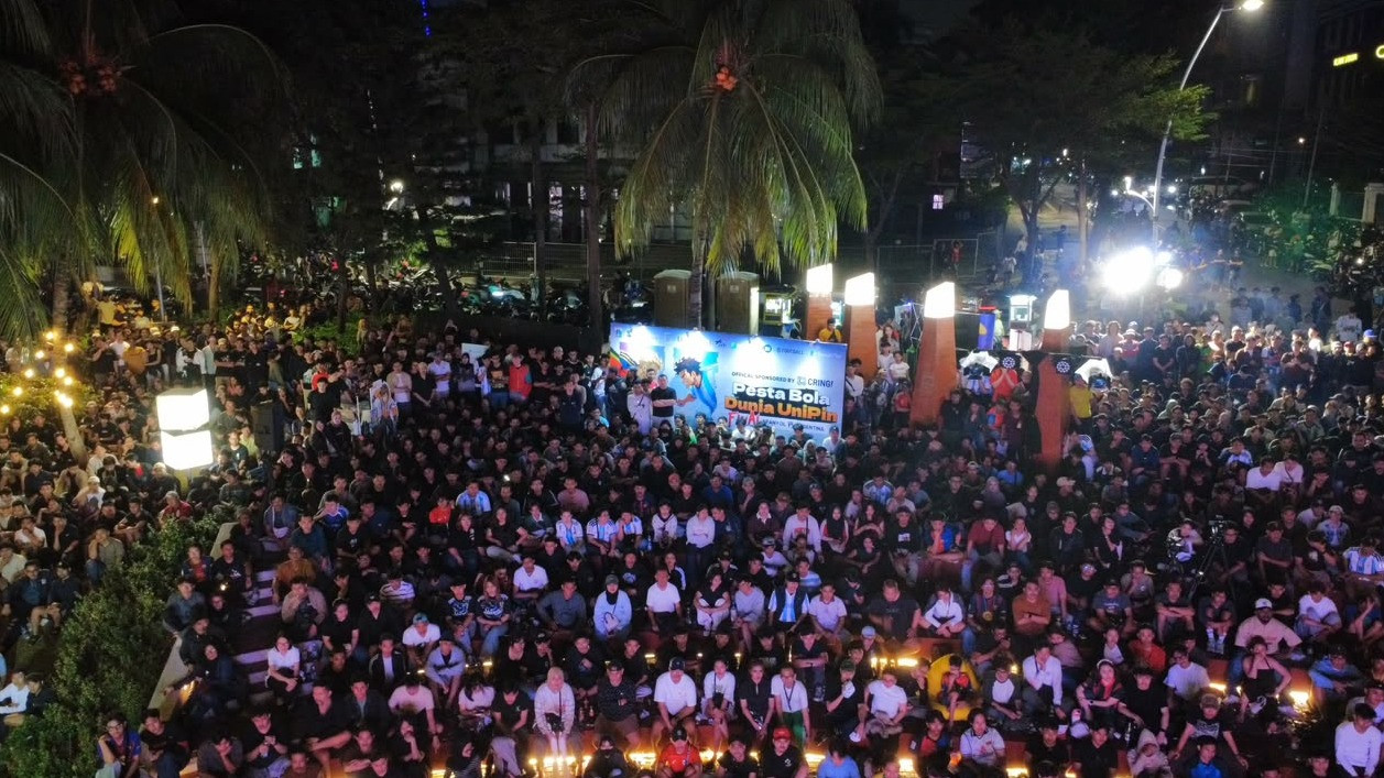 Suasana nobar final Piala Dunia 2026 di Taman Bendera Pusaka Barito