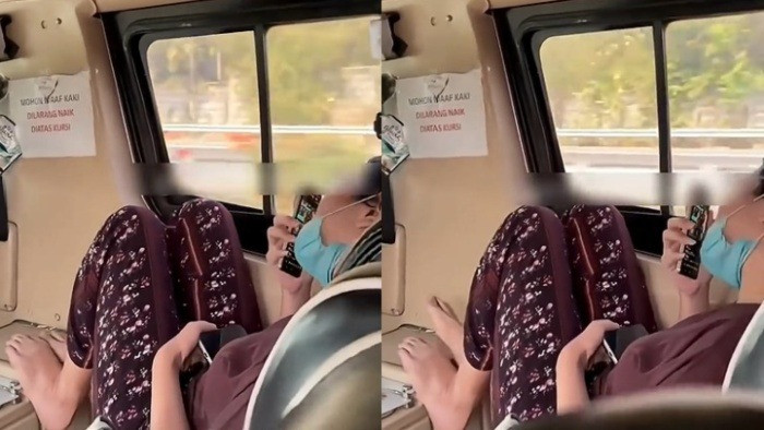 Seorang perempuan mengganggu kenyamanan penumpang lain akibat sibuk siaran langsung TikTok selama di perjalanan mobil travel rute Cilegon-Bekasi viral di media sosial