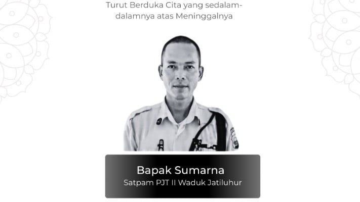 Sumarna Satpam PJT II Waduk Jatiluhur yang ditemukan meninggal dunia dengan tangan terikat di Waduk Jatiluhur Purwakarta