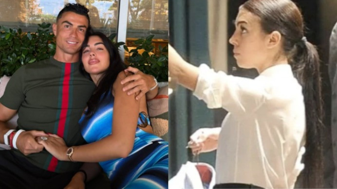 Kolase foto Cristiano Ronaldo bersama Istrinya Georgina Rodriguez - Georgina Rodriguez saat masih menjadi penjaga toko