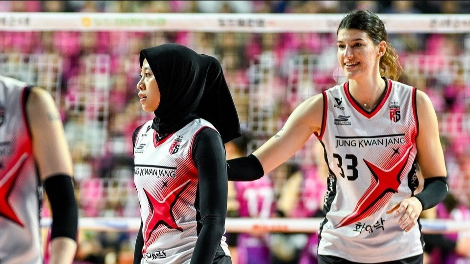 Megawati Hangestri dan Vanja Bukilic saat Memperkuat Red Sparks