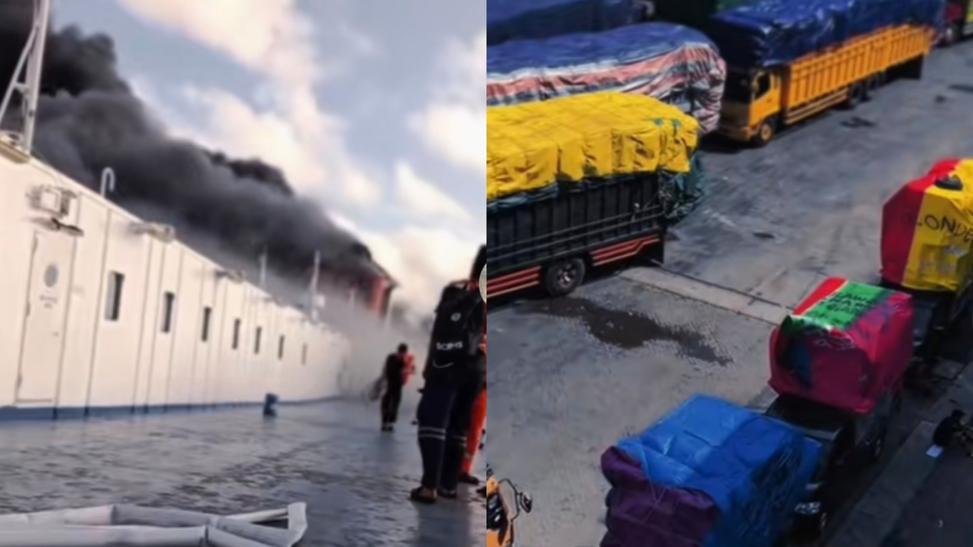 Video Sebelum Terbakar Puluhan Truk Antre