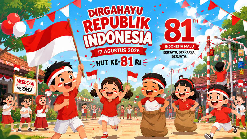 Ilustrasi lomba 17 Agustus 2026 perayaan HUT ke-81 RI