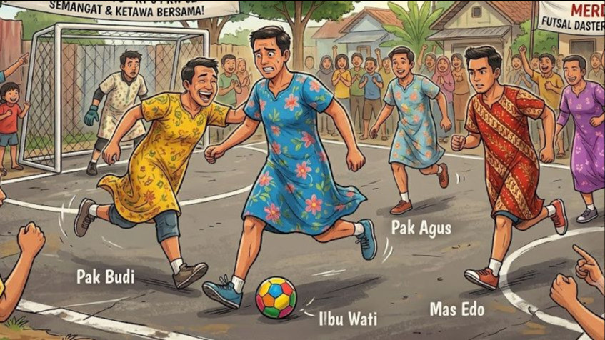 Ilustrasi Lomba Futsal pakai Daster