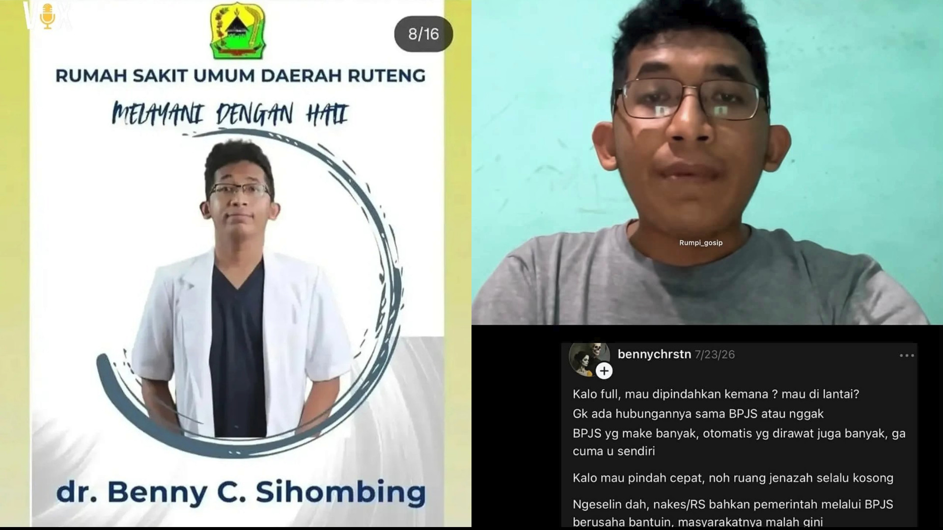 dr. Benny Christian Sihombing yang menghujat curhatan Yurizal Tri Chaerawan, pasien BPJS yang meninggal dunia