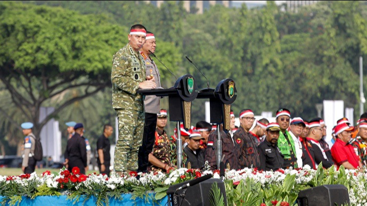 Apel Kebangsaan Jaga Jakarta Untuk Indonesia di di Lapangan Cawan Selatan, Monas, Jakarta Pusat, Sabtu (8/8/2026)