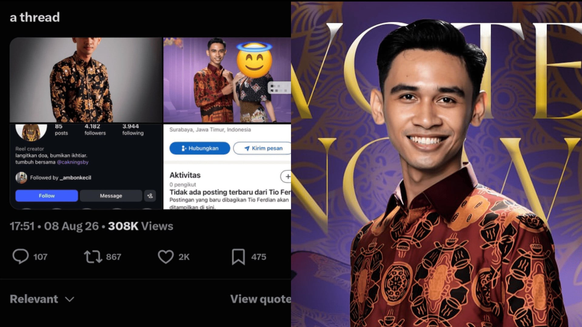 Fakta di Balik Sosok Runner Up Raka Raki Jatim 2026, Tio Ferdian Rahmana, yang Diduga Suruh Pacar Aborsi
