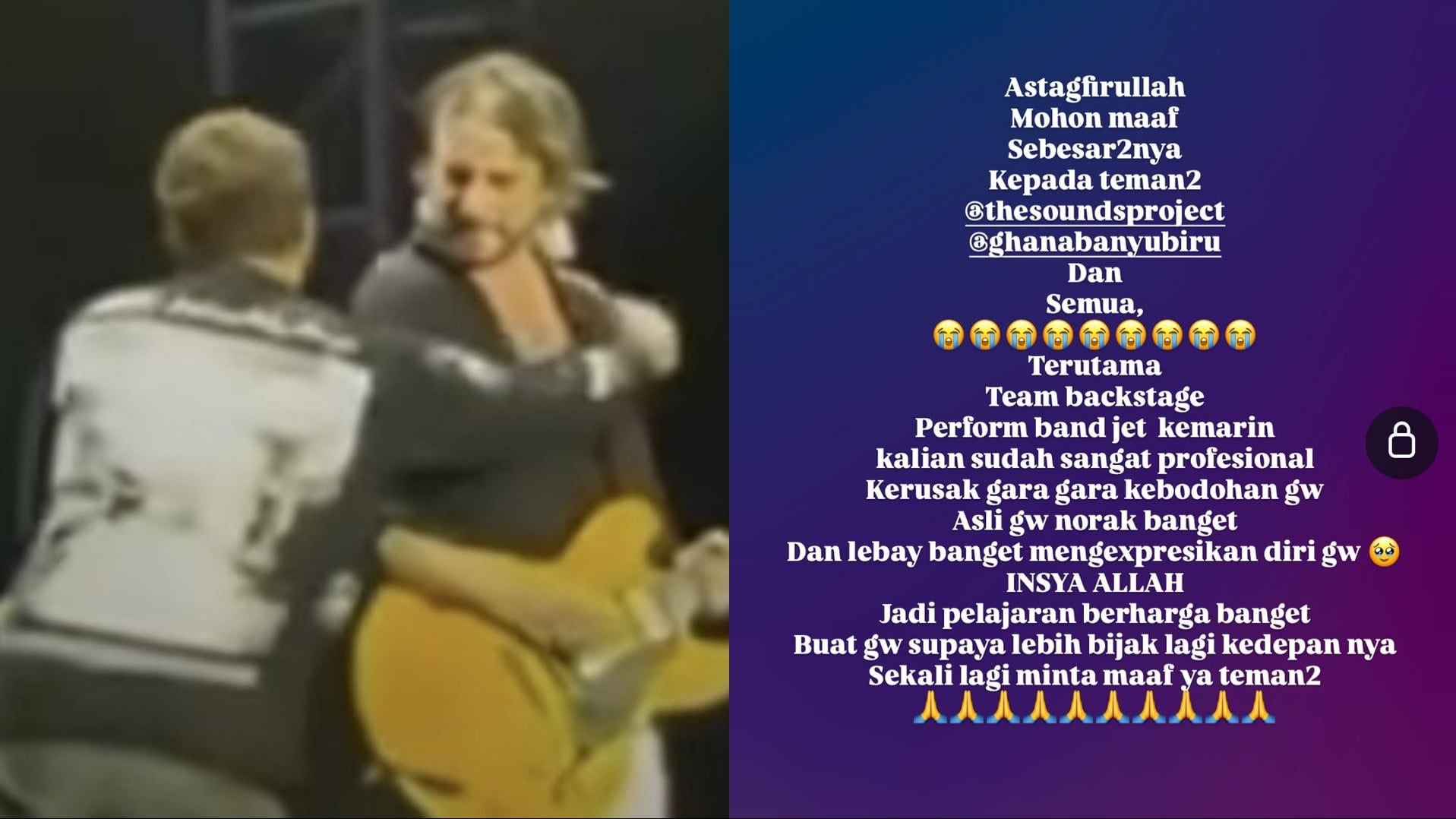 Aldi Taher minta maaf usai terobos panggung The Sounds Project dan peluk vokalis JET