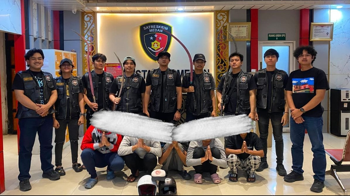 Viral! Geng Motor Bawa Kelewang Konvoi di Medan, Polisi Tangkap 5 Remaja, Pelaku Lain Masih Diburu