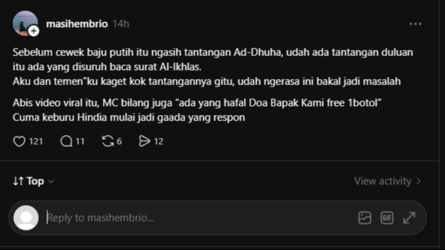 Tantangan lain di booth Newport juga lafalkan surat Al-Ikhlas