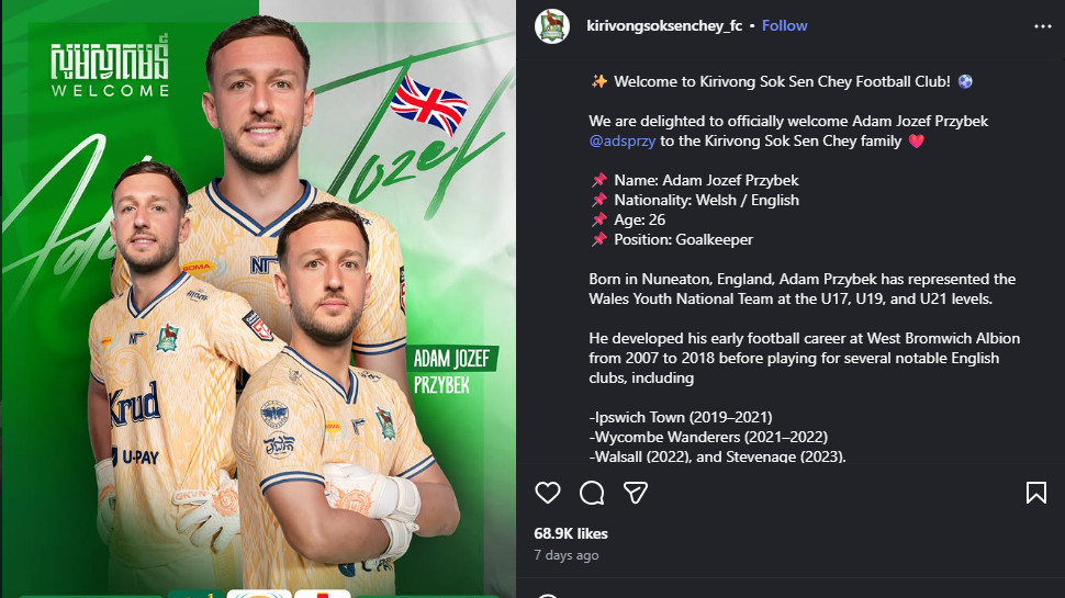 Eks kiper Persib Bandung Adam Przybek gabung klub Kamboja