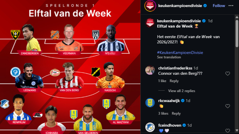 Dean Zandbergen masuk Best XI kasta kedua Liga Belanda