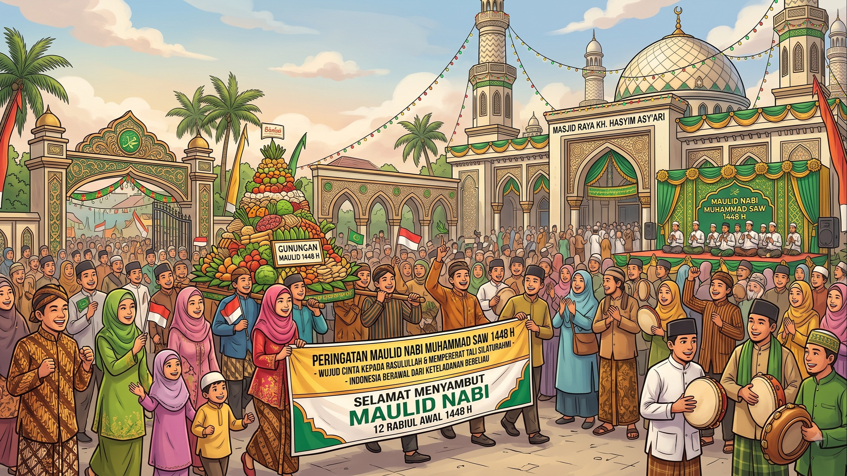 Ilustrasi perayaan maulid Nabi Muhammad SAW 1448 H