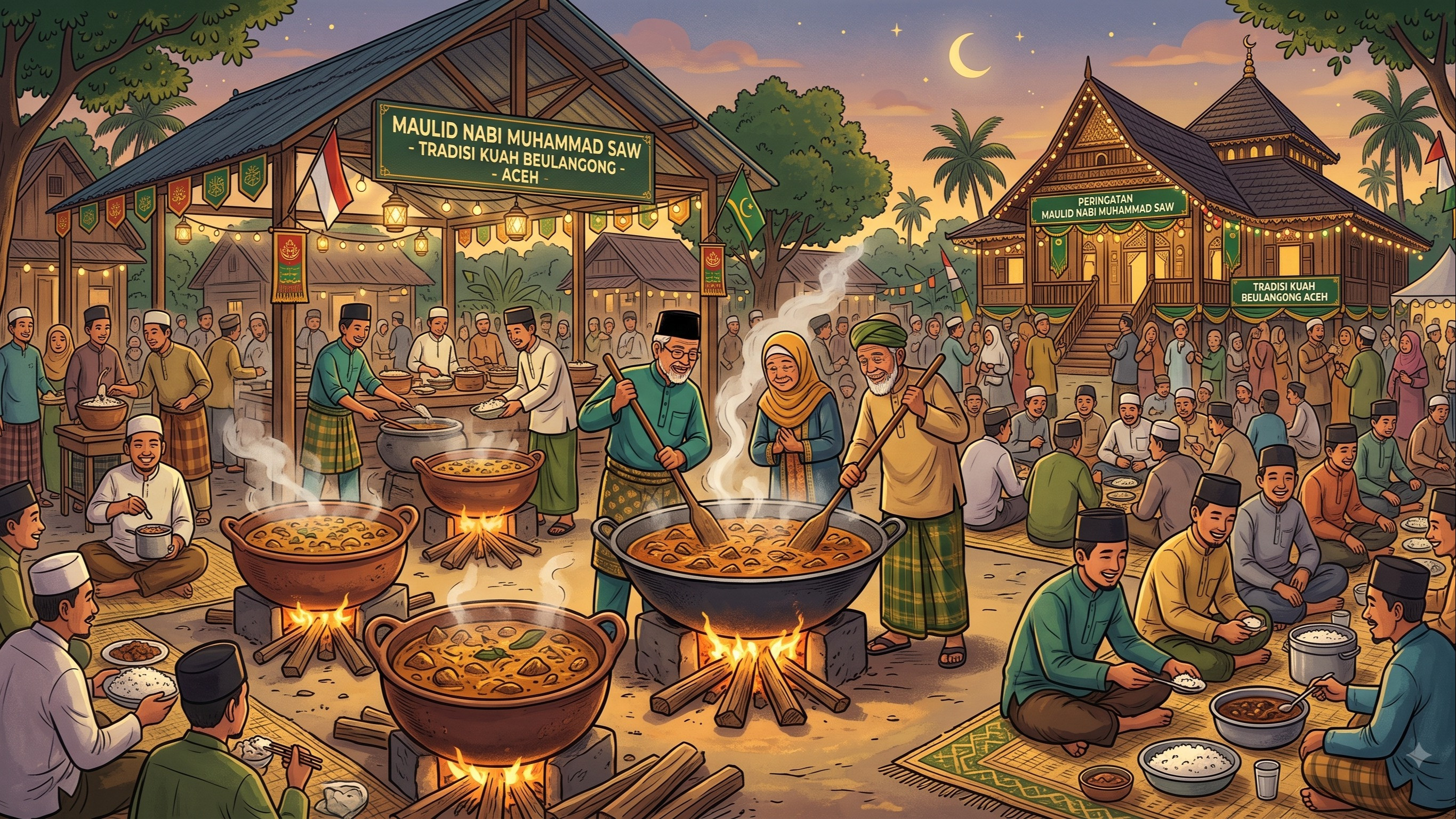 Ilustrasi kuah beulangong, tradisi memperingati maulid Nabi Muhammad SAW di Aceh
