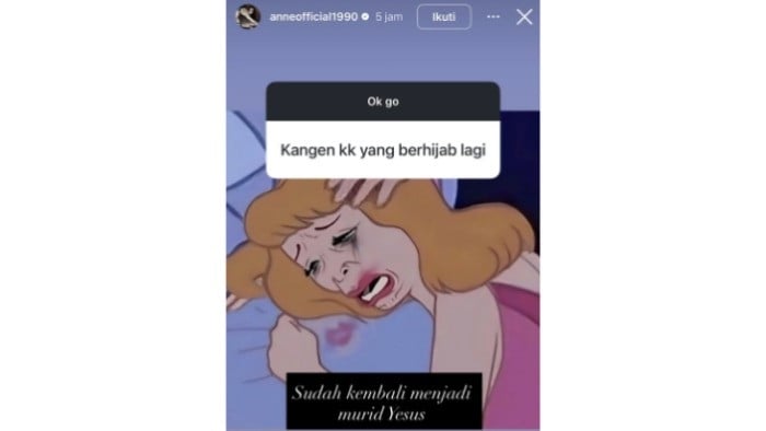 Fitur tanya jawab Instagram Story terbaru Putri Anne terkait kepercayaan agamanya