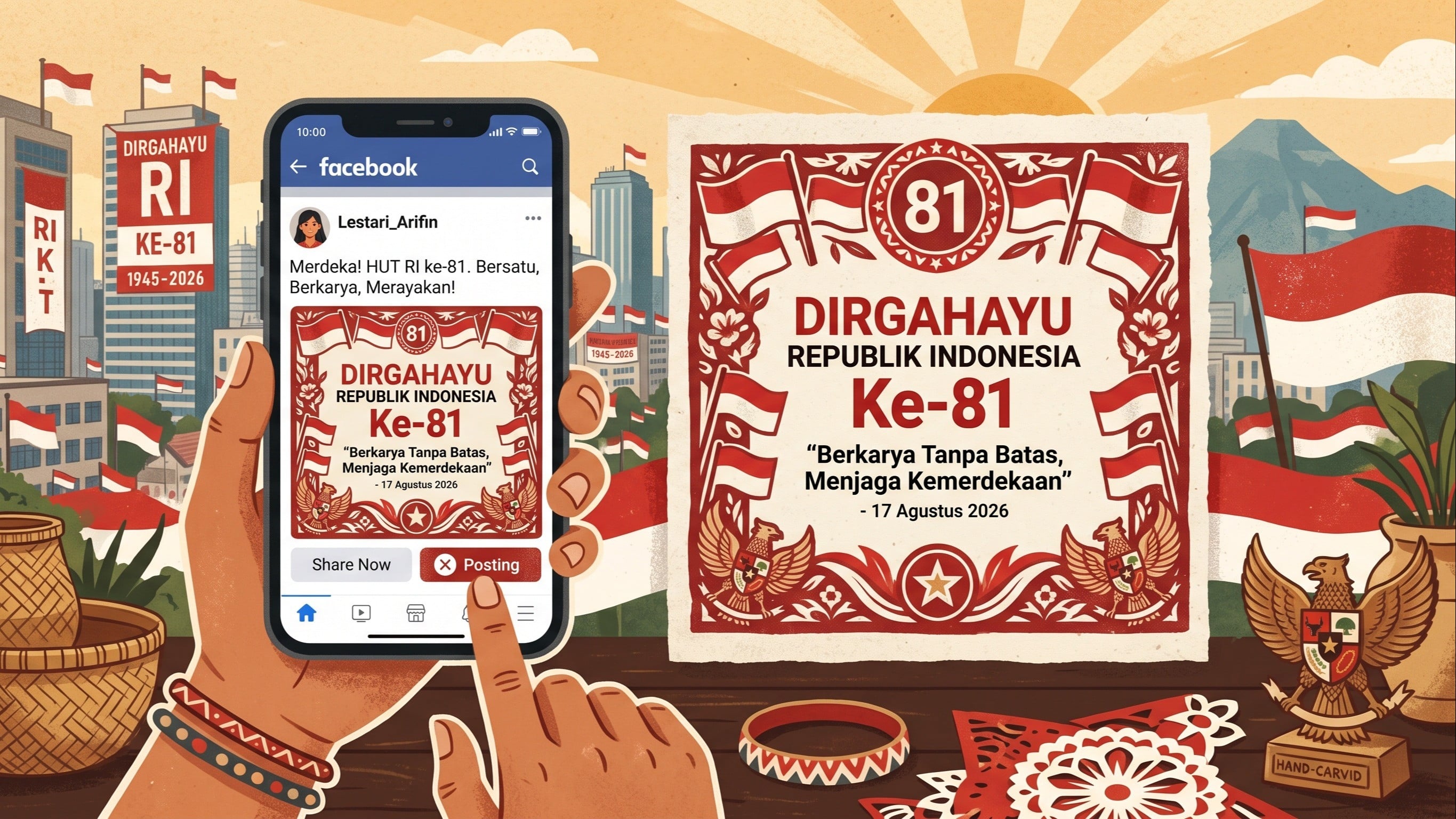 Ilustrasi unggahan HUT RI di Facebook